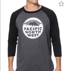 "Pacific North West" 3/4 length raglan T-shirt